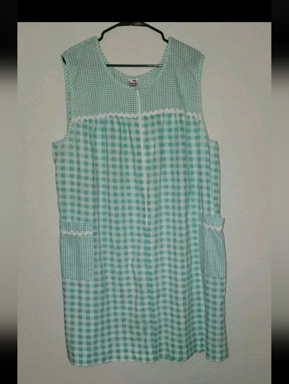Granada Half Zip Gingham  Gown Vintage Robe Nap Dress Garden Dress Size M-L USA